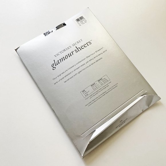 NEW VICTORIA'S SECRET "GLAMOUR SHEERS" MEDIUM BLACK PANTYHOSE W/BIKINI PANTY - Picture 7 of 8